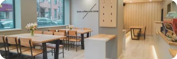 Restaurant interior featuring commercial seating