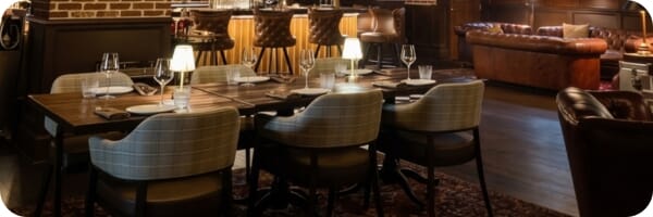 Restaurant interior featuring commercial seating