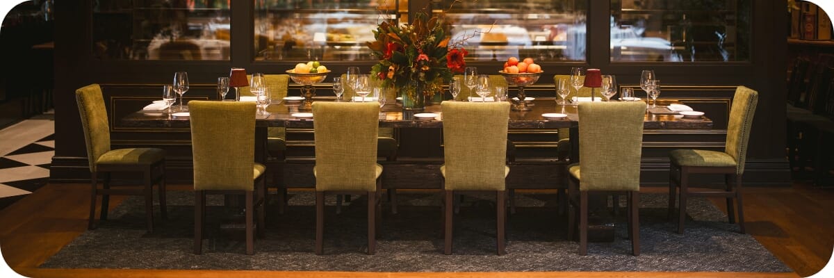 Restaurant interior featuring commercial seating