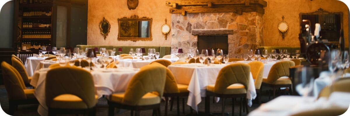Restaurant interior featuring commercial seating