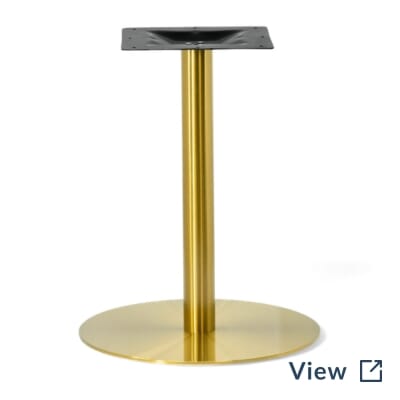 Gold Powder Coated Round Restaurant Table Base 23 inch diameter used for upscale dining tables.