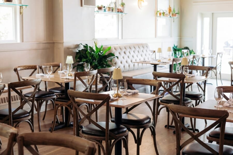 La Plage Bistro exterior in Bellport NY with classic French bistro branding