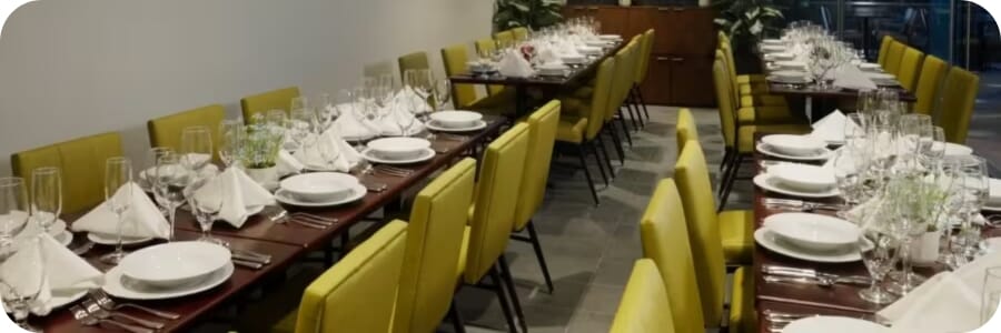 Restaurant interior featuring commercial seating