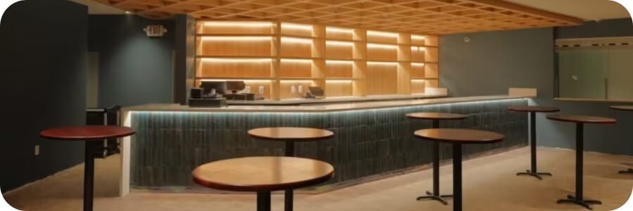 Restaurant interior featuring commercial seating