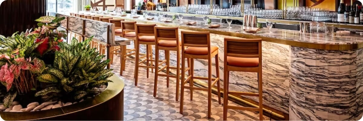 Restaurant interior featuring commercial seating