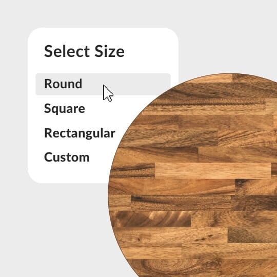 Brown wood restaurant table top round, square and custom sizes