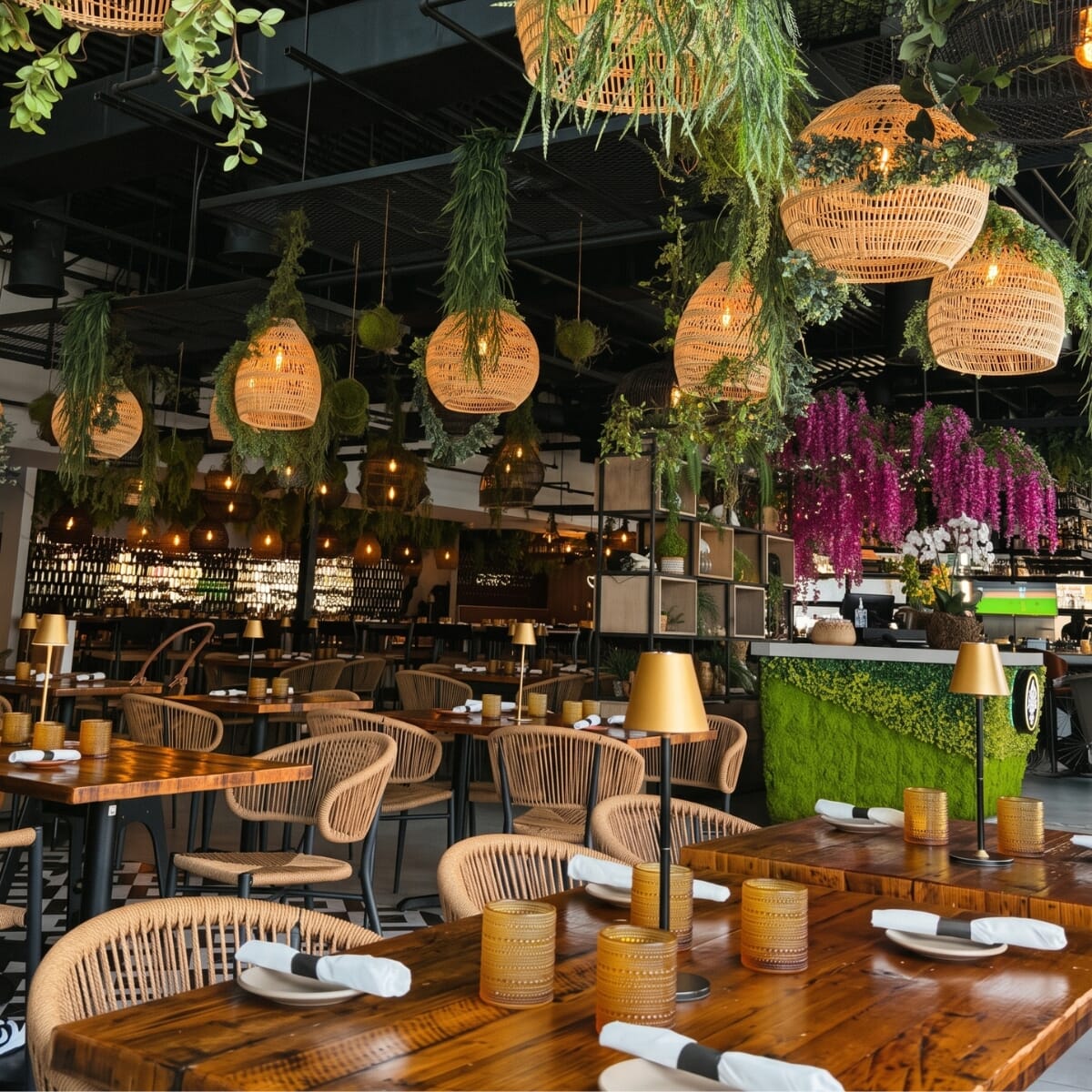 Vida Cocina & Tequila entrance at dusk with illuminated signage, decorative screens, and covered outdoor seating.
