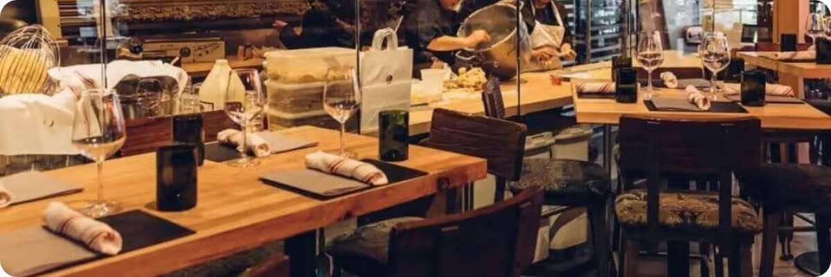 Restaurant interior featuring commercial seating