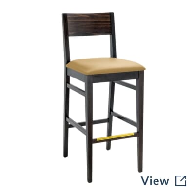 Espresso Wood Square Back Upholstered Commercial Bar Stool