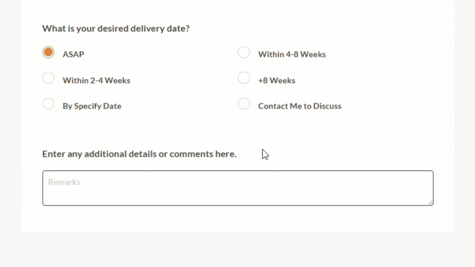 Add special requests or remarks